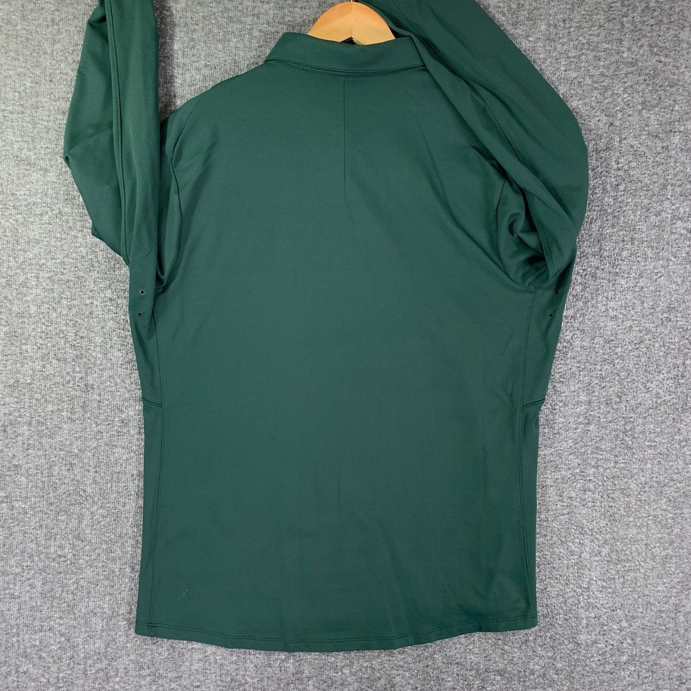 Lululemon Polo Shirt Men Extra Large Green Long Sleeve Performance Stretch - Picture 3 of 8